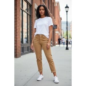 YMI Womens Tan Corduroy Mom Fit Pants Size 11 / 30 - Pockets - Causal - Work